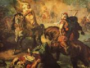 Theodore Chasseriau Arab Chiefs Challenging to Combat under a City Ramparts France oil painting reproduction